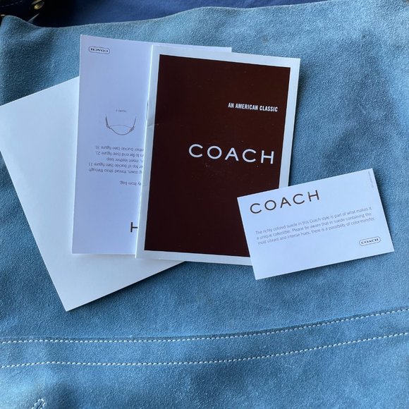 Vintage Coach Blue Suede Leather Crossbody Bag Purse Zip Top #G04S-1419 - Picture 4 of 9